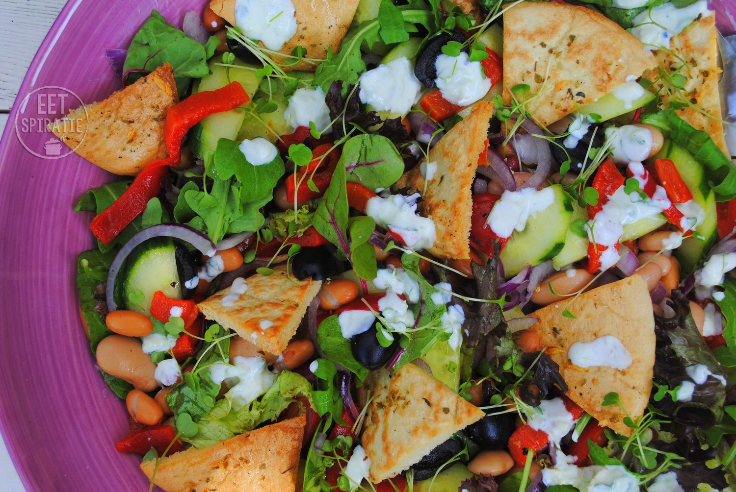 Pitachips salade met RucolaCress